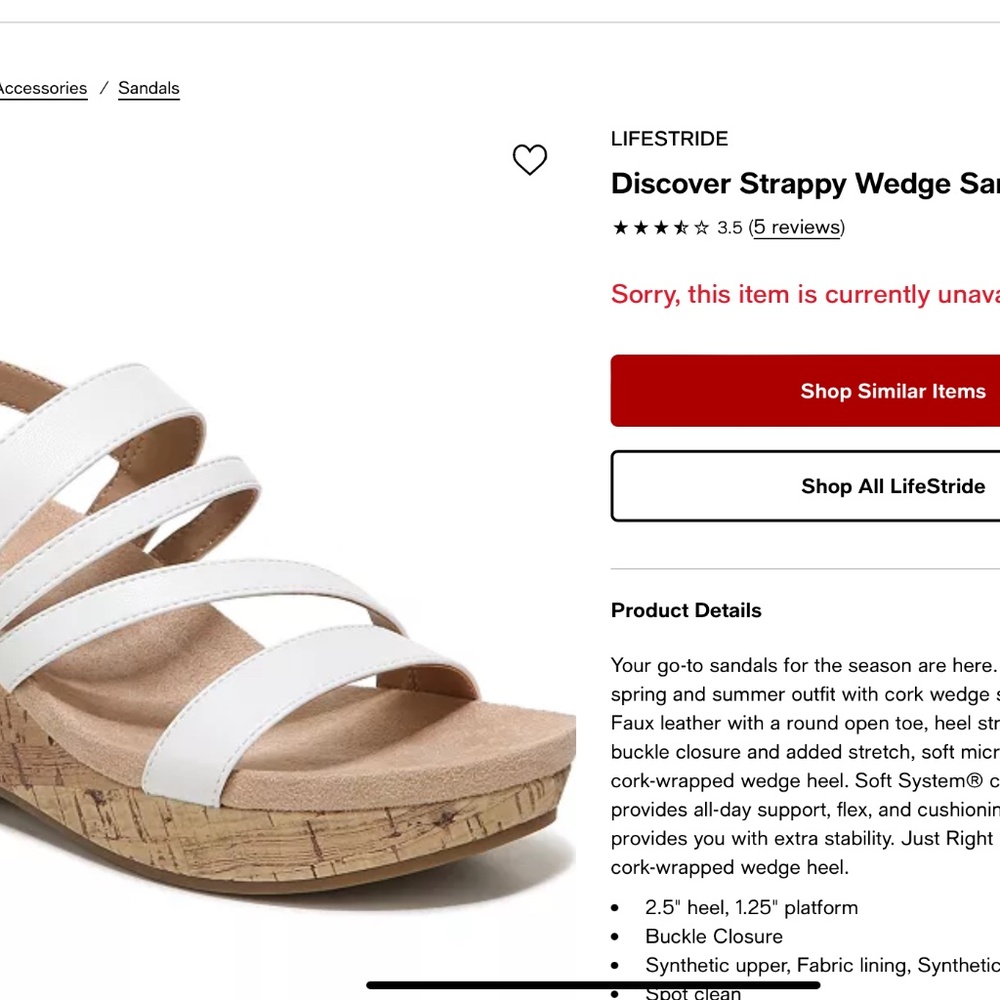 Life Stride Soft System sandals, white, buckle, wedge - Picture 12 of 12